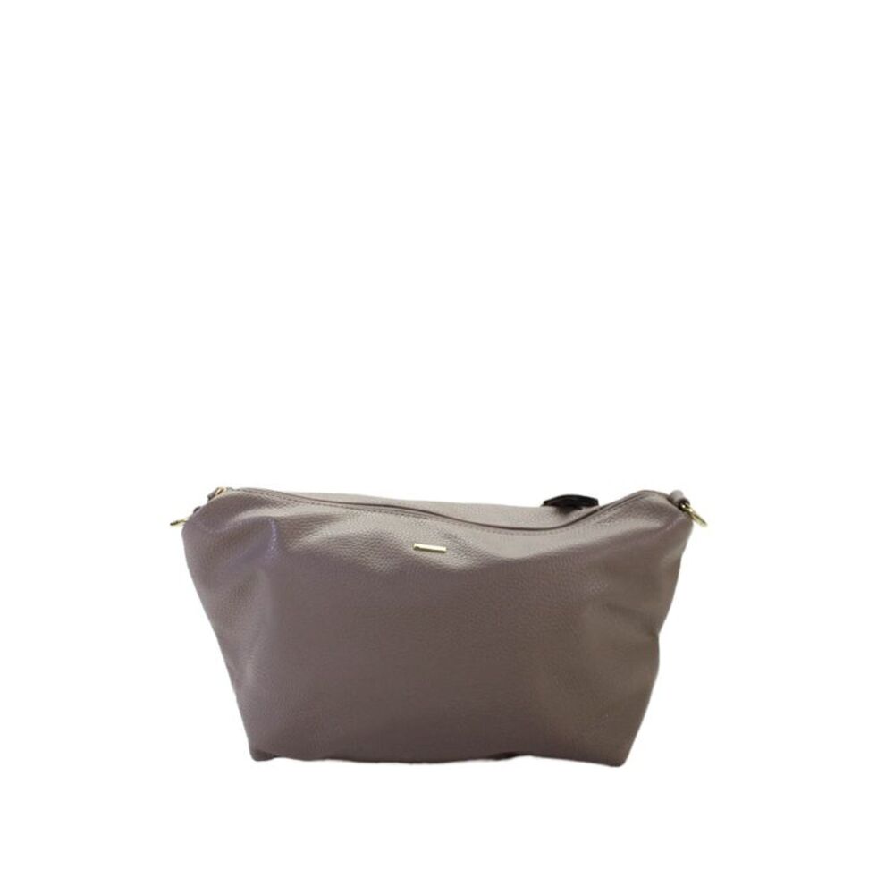 Remi & Reid Womens Leather Multi-Compartment Zip Up Shoulder Bag Taupe